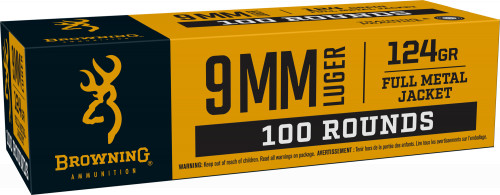 Browning Value Pack 124 Grain Full Metal Jacket 100 Round 9mm