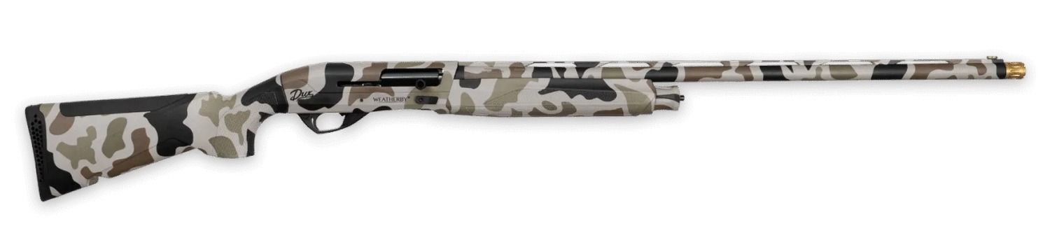 Weatherby Semi-Auto 3" 2+1 28" DUX Camo Vent Rib Barrel DUX Camo Steel Receiver Drilled & Tapped Receiver Fixed Hydro