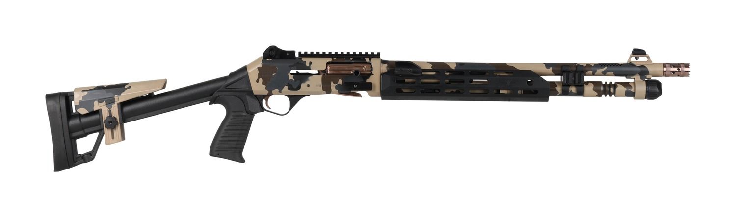 Panzer Arms M4 Speed Pro 12 GA Semi-Auto 3" 5+1 18.50" Flat Dark Earth Scorpion Camo w/Titanium Accents Ported Barrel & Al