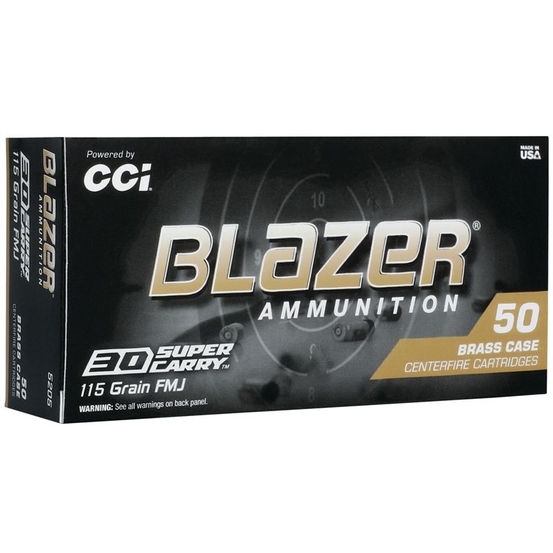 CCI Blazer Brass 115 Grain Flat Nose 50 Round Box .30 Super Carry Full Metal Jacket