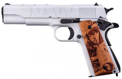 Auto-Ordnance 1911BKOC16 Navy 250th Anniversary Commemorative .45 ACP Arctic White and Savage Stainless Cerakote Pistol