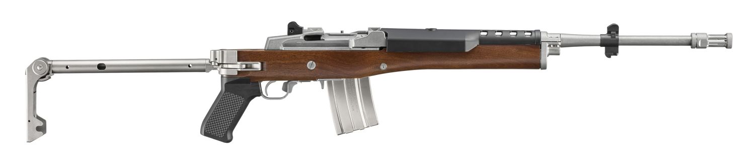 Ruger Mini-14 Retro 5.56 NATO, Stainless/Wood, Folding Stock, 20+1