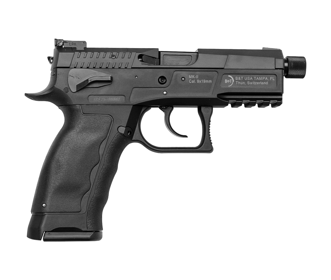 B&T MK-II 9mm, 4.3″ Threaded Barrel, Shield RMS Footprint, Black, 17rd ...